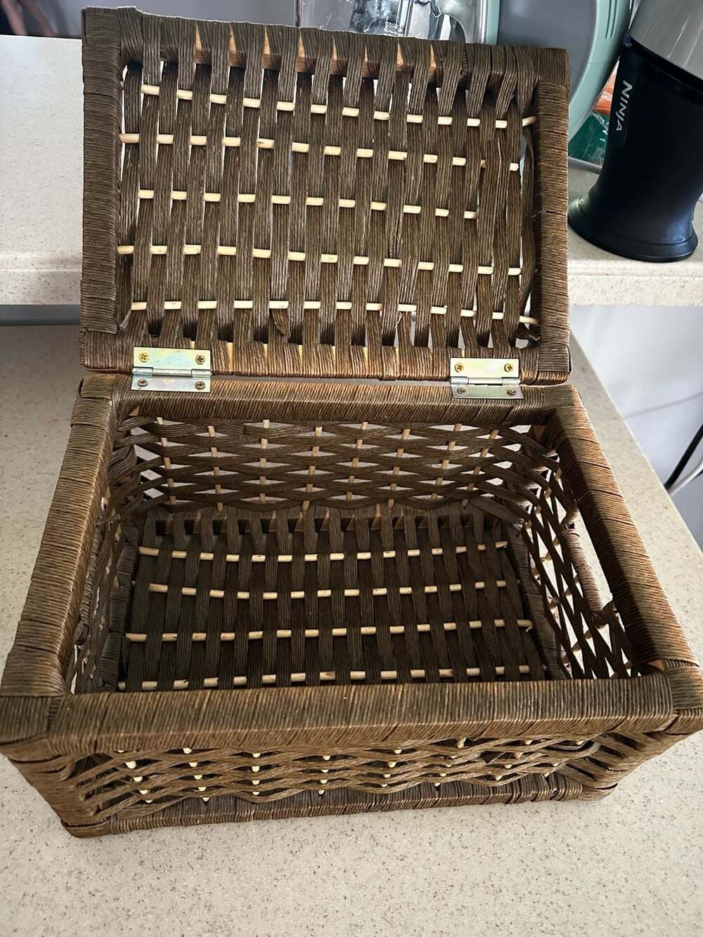 Threshold Woven Paper Rope Hinged Lid Storage Basket, Medium